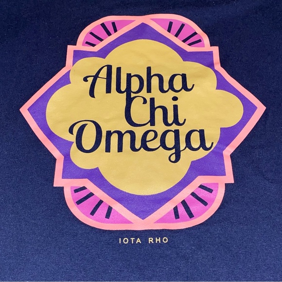 Alpha Chi Omega Navy Blue Logo Tee T-Shirt - Picture 3 of 5
